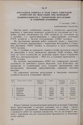 Докладная записка о ходе работ советской комиссии по эвакуации лиц немецкой национальности с территорий Бессарабии и Северной Буковины. 5 октября 1940 г.