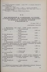 План мероприятий по этапированию, расселению и трудоустройству спец, контингентов, высылаемых из Литовской, Латвийской, Эстонской и Молдавской ССР. 14 июня 1941 г. 
