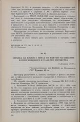 Справка ЦК КП(б)М о мерах по фактам расхищения конфискованного кулацкого имущества. 8 февраля 1950 г. 