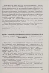 Справка главного инженера Калининградского строительного треста областному комитету народного контроля о качестве строительных работ в тресте. Не ранее 1 июля 1968 г.