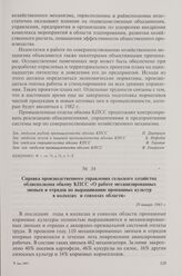 Справка производственного управления сельского хозяйства облисполкома обкому КПСС «О работе механизированных звеньев и отрядов по выращиванию пропашных культур в колхозах и совхозах области». 29 января 1981 г.