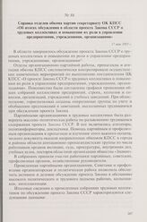Справка отделов обкома партии секретариату ОК КПСС «Об итогах обсуждения в области проекта Закона СССР о трудовых коллективах и повышении их роли в управлении предприятиями, учреждениями, организациями». 17 мая 1983 г.