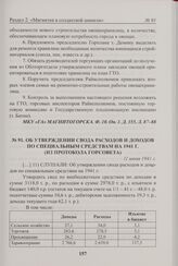 Об утверждении свода расходов и доходов по специальным средствам на 1941 г. (из протокола Горсовета). 11 июня 1941 г. 