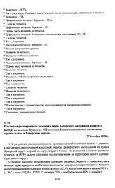 Резолюция расширенного заседания бюро Хоперского окружного комитета ВКП(б) по докладу Кудинова «Об итогах и ближайших задачах колхозного строительства в Хоперском округе». 27 декабря 1929 г.