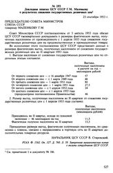 Данные ЦСУ СССР о государственных розничных ценах на продовольственные и промышленные товары в 1940-1953 гг. Сентябрь 1953, [Ноябрь 1959] гг. Докладная записка ЦСУ СССР Г.М. Маленкову о результатах снижения государственных розничных цен. 23 сентяб...