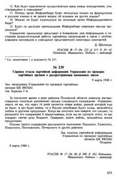 Справка отдела партийной информации Управления по проверке партийных органов о распространении анонимных писем. 9 марта 1948 г.