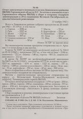 Отчет заведующего военным отделом Дивеевского райкома ВКП(б) Горьковской области П.Г. Золотова в военный отдел Горьковского обкома ВКП(б) о сборе и отправке подарков ленинградцам к 25-й годовщине Великой Октябрьской социалистической революции. 23 ...