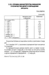 Справка Министерства финансов о количестве денег в обращении. [Без даты]