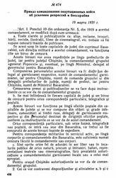 Приказ командования оккупационных войск об усилении репрессий в Бессарабии. 19 марта 1920 г. 
