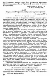 Из резолюций Тираспольской уездной партконференции. 28 августа 1920 г. 